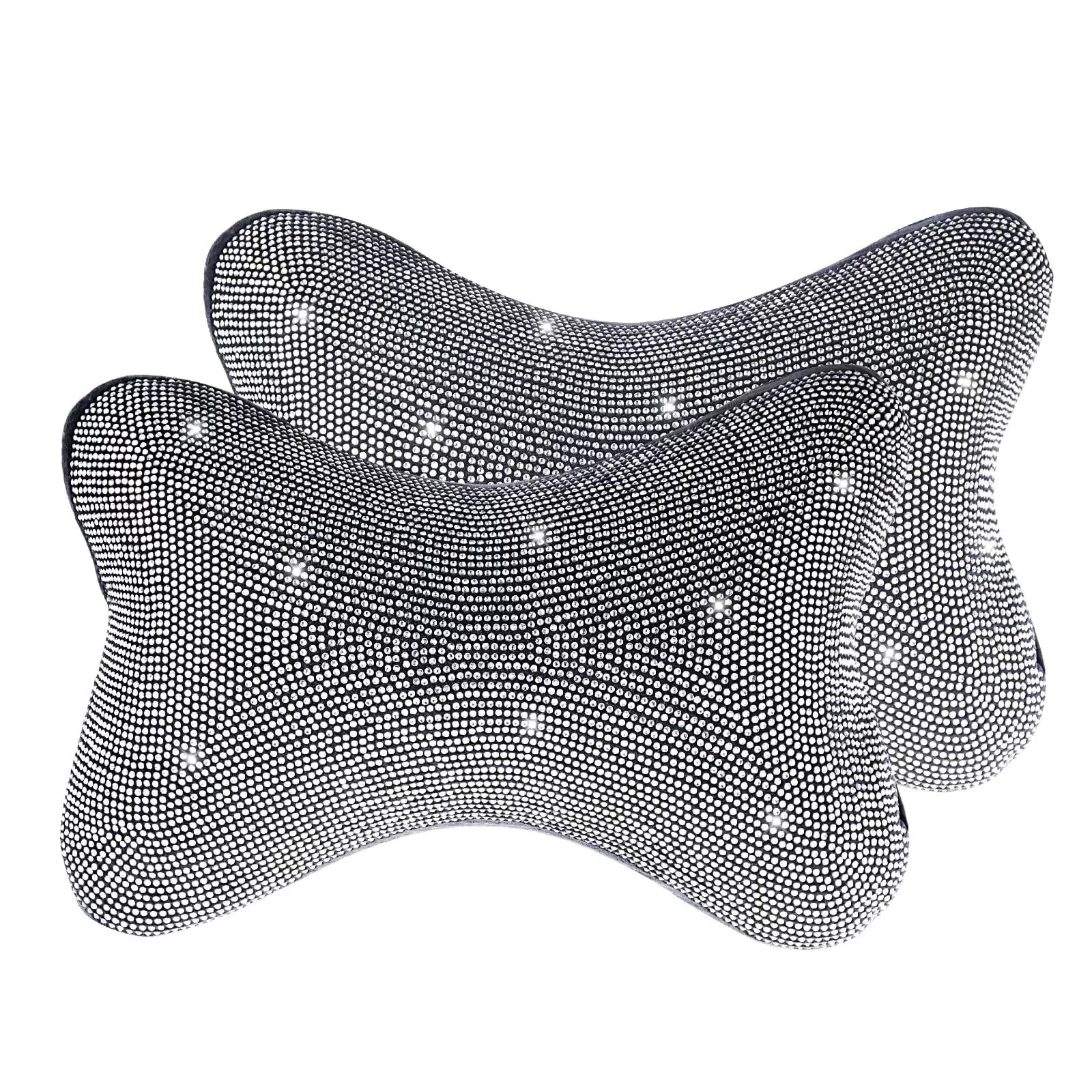 eing Bling Crystal Car Headrest Neck Cushion Cervical Support Travel Pillow Pad for Relieve Neck Fatigue Pain with Adjustable Elastic Strap.2 Pack/1Set.White