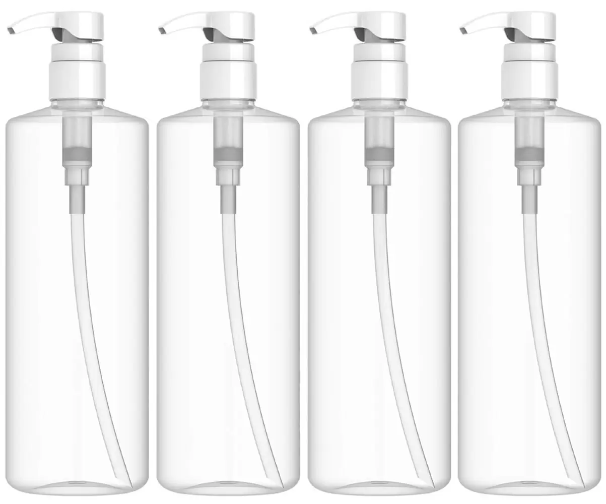 Empty Shampoo Pump Bottles 32 oz BPA Free. PET Plastic Cylinder Refillable Pack of 3