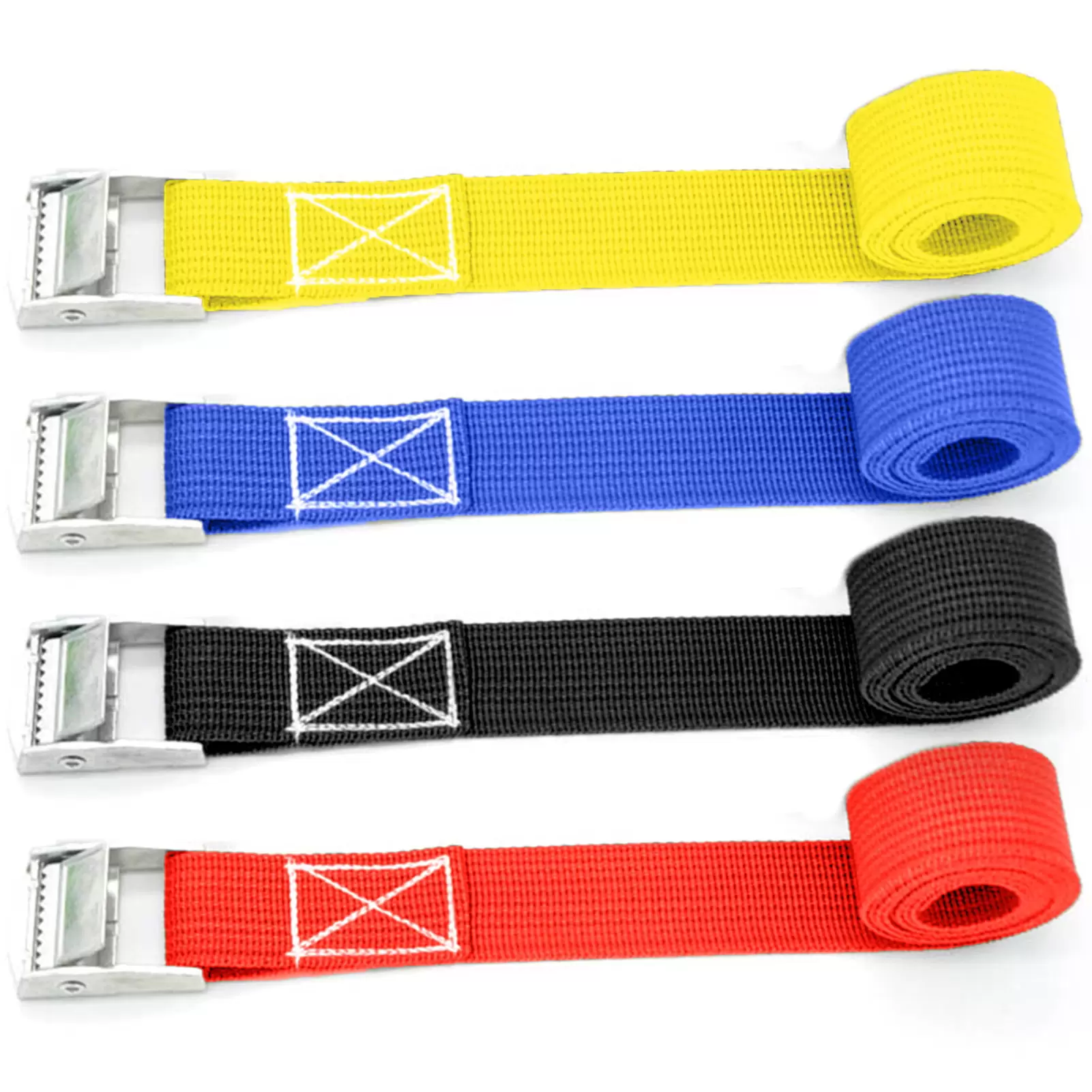 5m Adjustable Luggage Motorcycle Belt Zine Alloy Buckle Fastener Wrap Strap Yellow Polypropylene. Metal