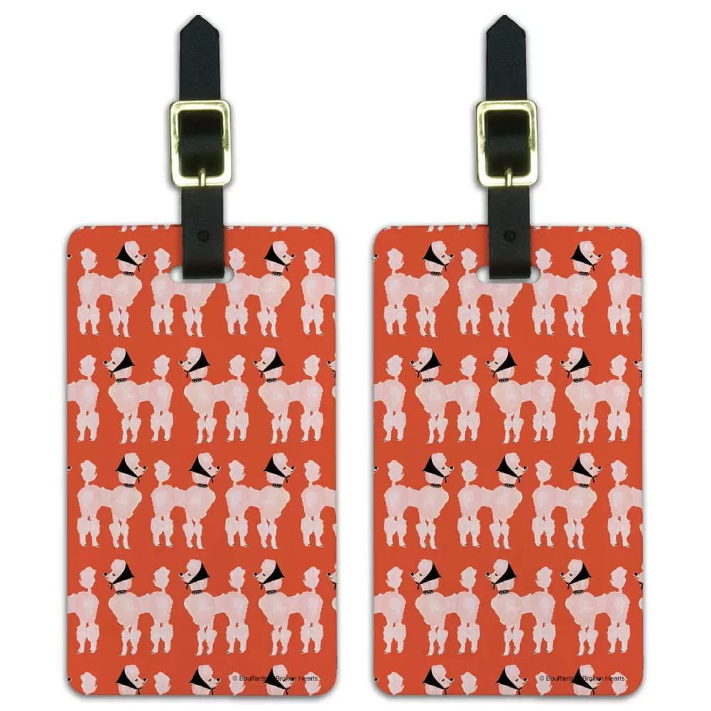 Sassy Pretty Proper Poodle Parade Pattern Luggage ID Tags Suitcase Carry-On Cards - Set of 2