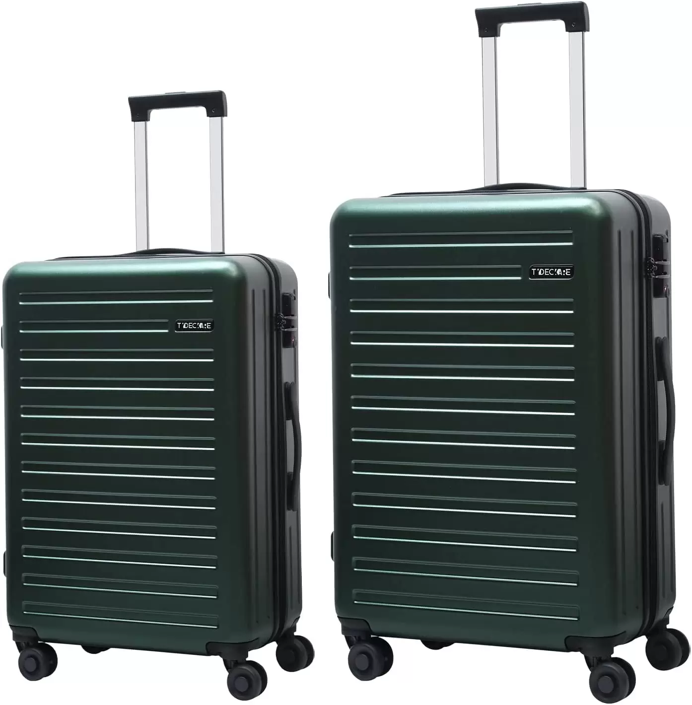 2-Piece 20/24 Inch Luggage Set without Front Laptop Pocket. ABS+PC Lightweight Hardshell Suitcase with TSA Lock & Spinner Silent Wheels. Dark Green