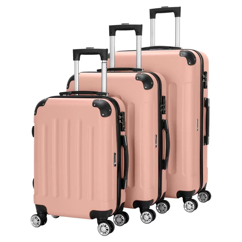 Winado 3Pcs Luggage Set Travel Bag TSA Lock Trolley Carry On Suitcase Rose Gol