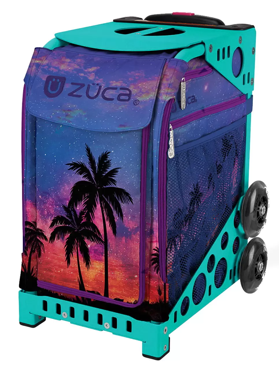 Zuca 18 Sport Bag - Island Life with Flashing Wheels (Turquiose Frame)