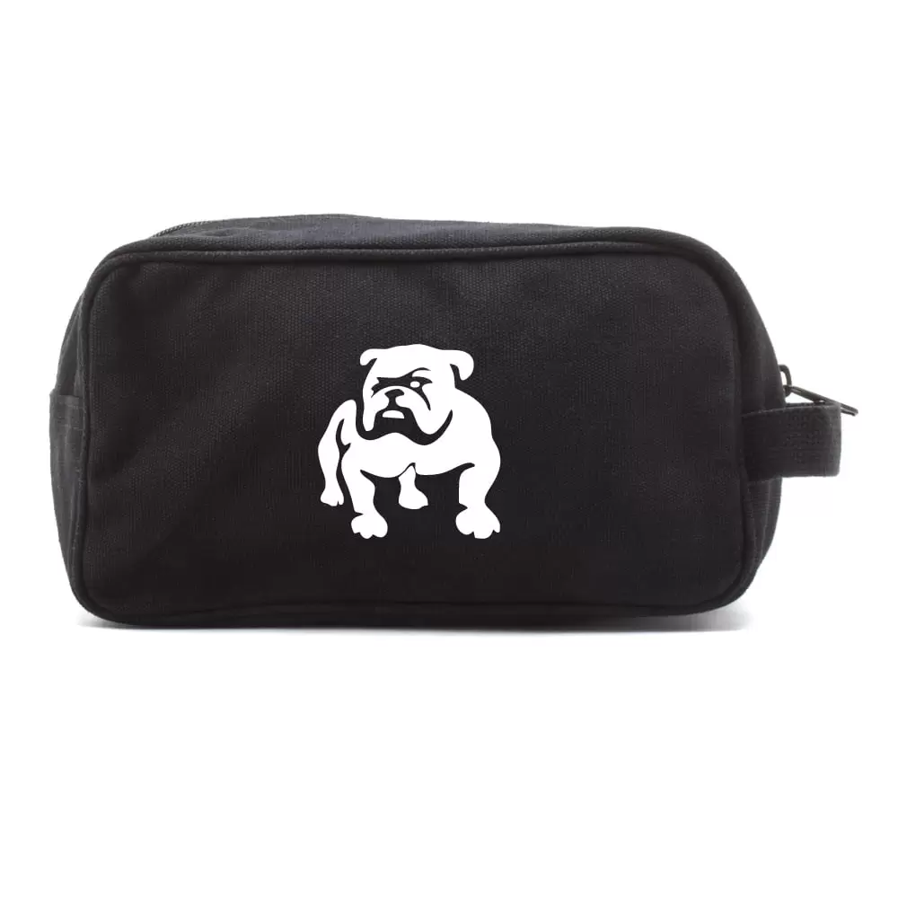 Bulldog Logo Canvas Canvas Dual Two Compartment Travel Toiletry Kit Bag Black