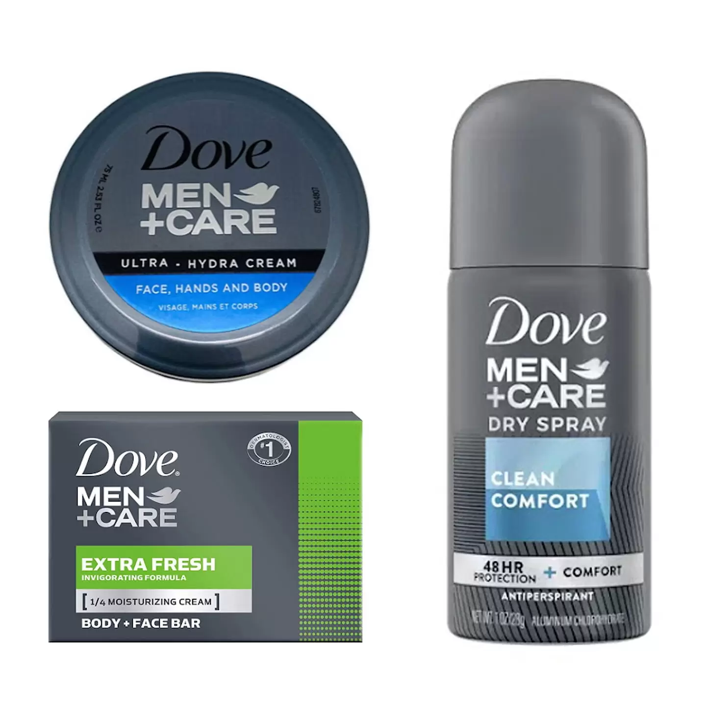 Dove Men's Essentials Everyday Lotion. Soap & Deodorant Travel - 3 Pack