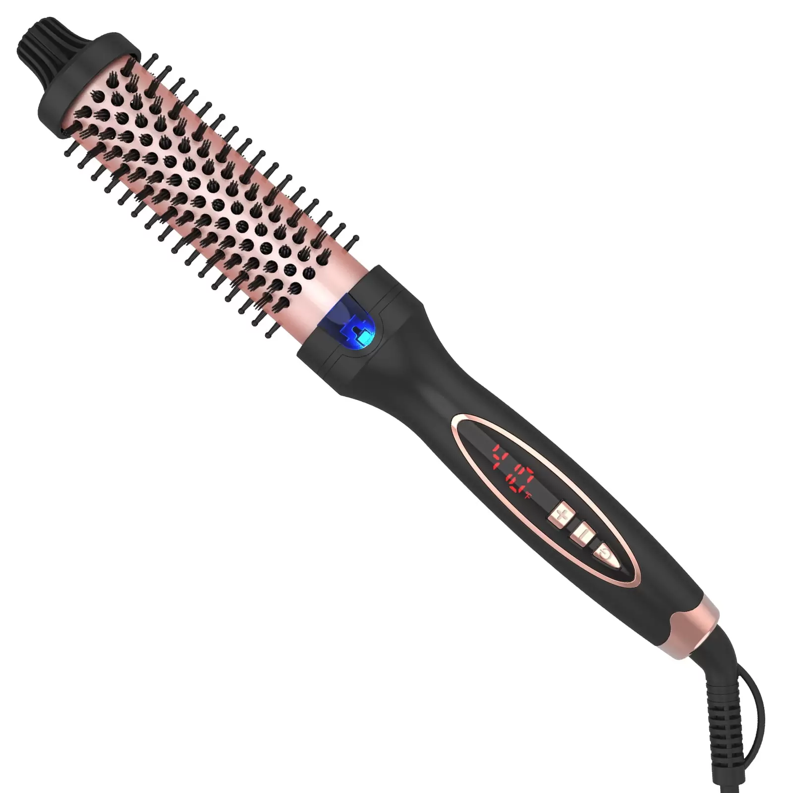 1.25 Inch Thermal Brush New Upgrade Dual Voltage Curling Iron Brush Digital Display 9 Heat Settings Tourmaline Ionic Hair Curler for Traveling.Black