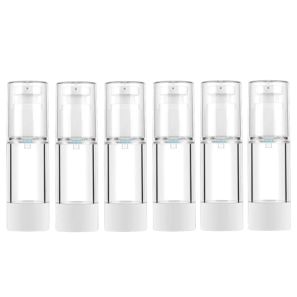 1 Oz 30ml Clear Airless Cosmetic Cream Pump Bottle Travel Size Dispenser Refillable Containers/Foundation Travel Pump Bottle for Shampoo (Pack of 6)