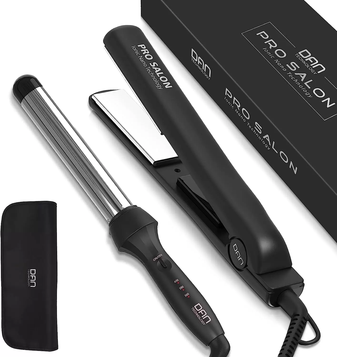 1 inch Travel Curling Iron and Flat Iron Dual Voltage Ceramic Mini Hair Straightener Set for Short Hair Salon Small Curling Wand Lightweight