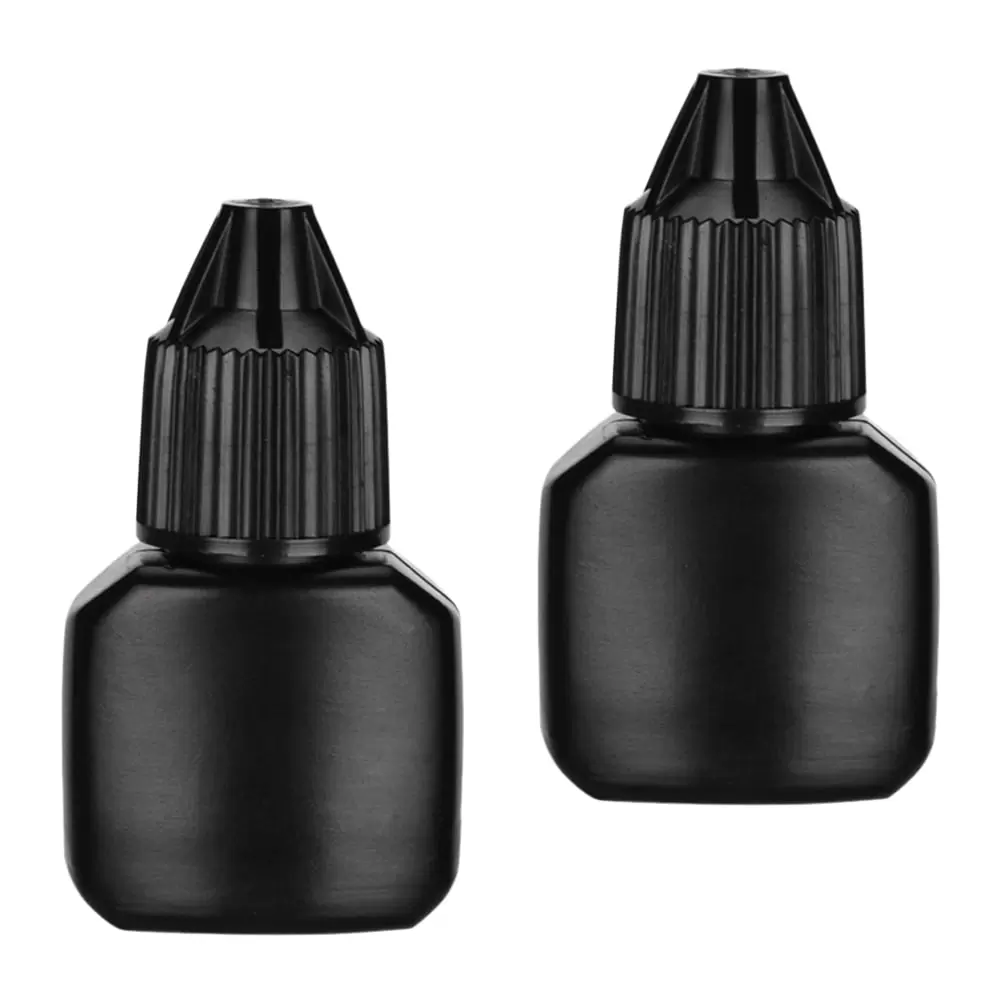 10 Sets Grafting Eyelash Glue Bottle Empty Refillable Bottles Portable Eyelash Glue Storage Container for Home Travel (Bottle + Bottle + Bottle Stopper for Each Set)