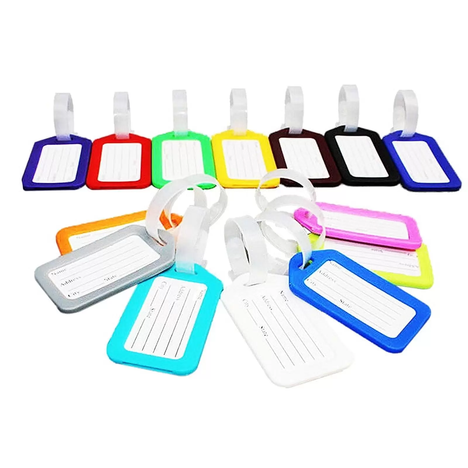 10 Travel Luggage Bag Tag Plastic Suitcase Baggage Office Name Address ID Label