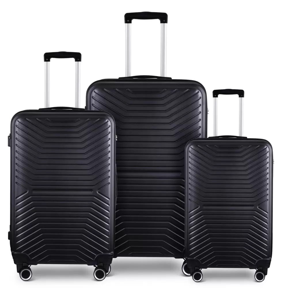 3 Pieces Luggage Sets. Hardside Expandable PC+ABS Clearance Luggage with Spinner Wheels. Lightweight Durable Suitcase Sets with TSA Lock. 20in/24in/28in Travel Suitcase. Black