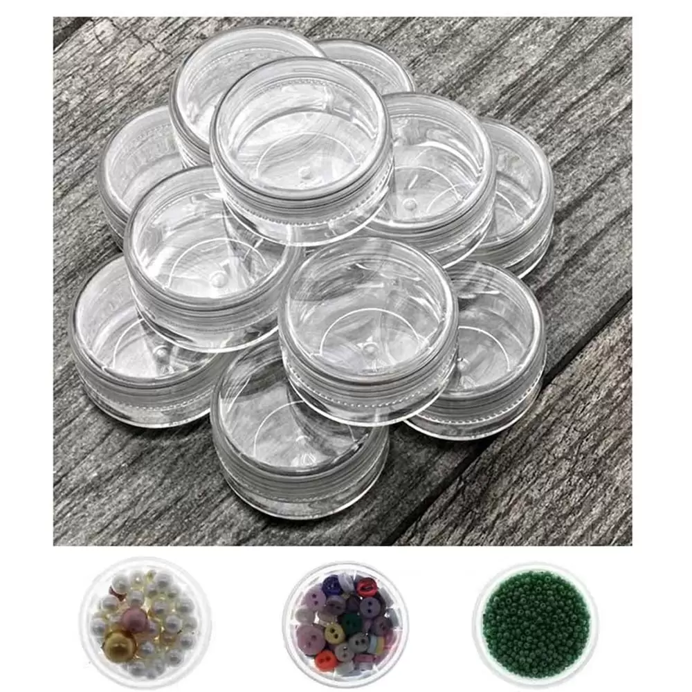 12 Empty Clear Plastic Cosmetic Containers Screw-On Storage Jar Makeup Gem Beads