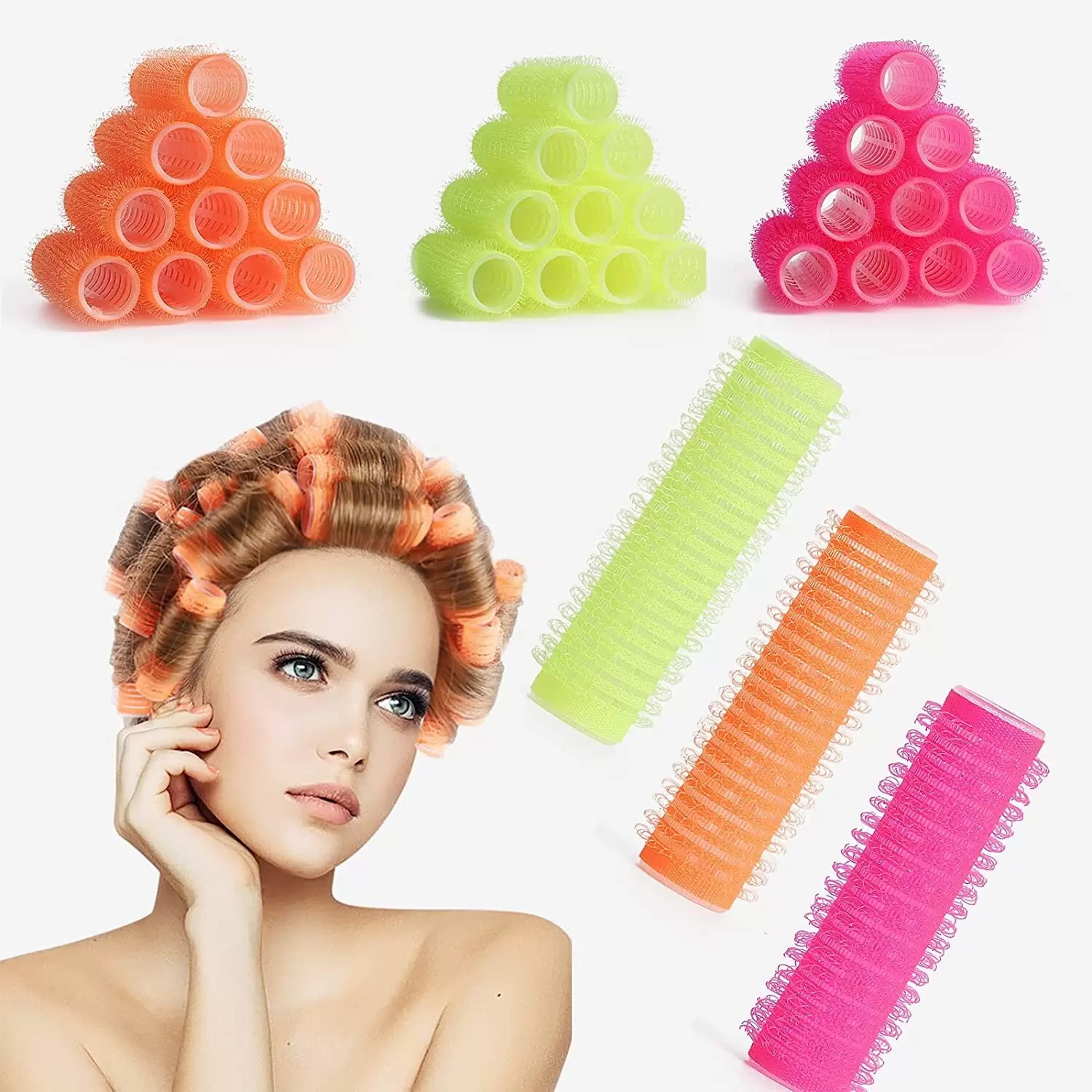 12 PCS Small Size Hair Roller-Self Grip Hair Curler Mini Sized Hairdressing Tools. Salon Curly Style for Short Hair. Pack of 12 Small 0.6 Inch (Random Color)