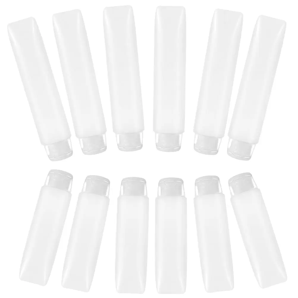 12 Pcs Cosmetic Soft Bottle Refillable Lotion Bottles Empty Toiletries Storage Travel Squeeze Plastic