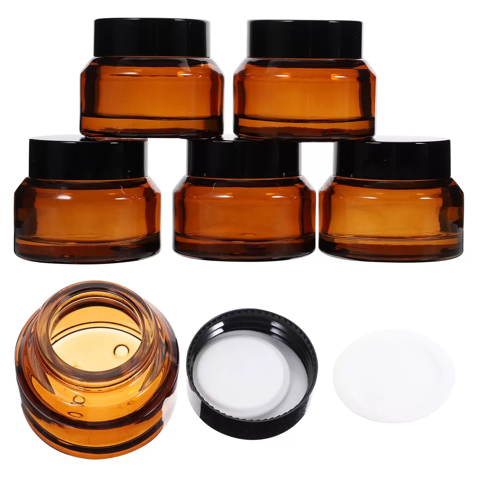 NUOLUX Jars Containers Cream Travel Makeup Small Cosmetic Empty Lids Lotion Jar Lip Pot Balm Sample Refillable Glass Mini