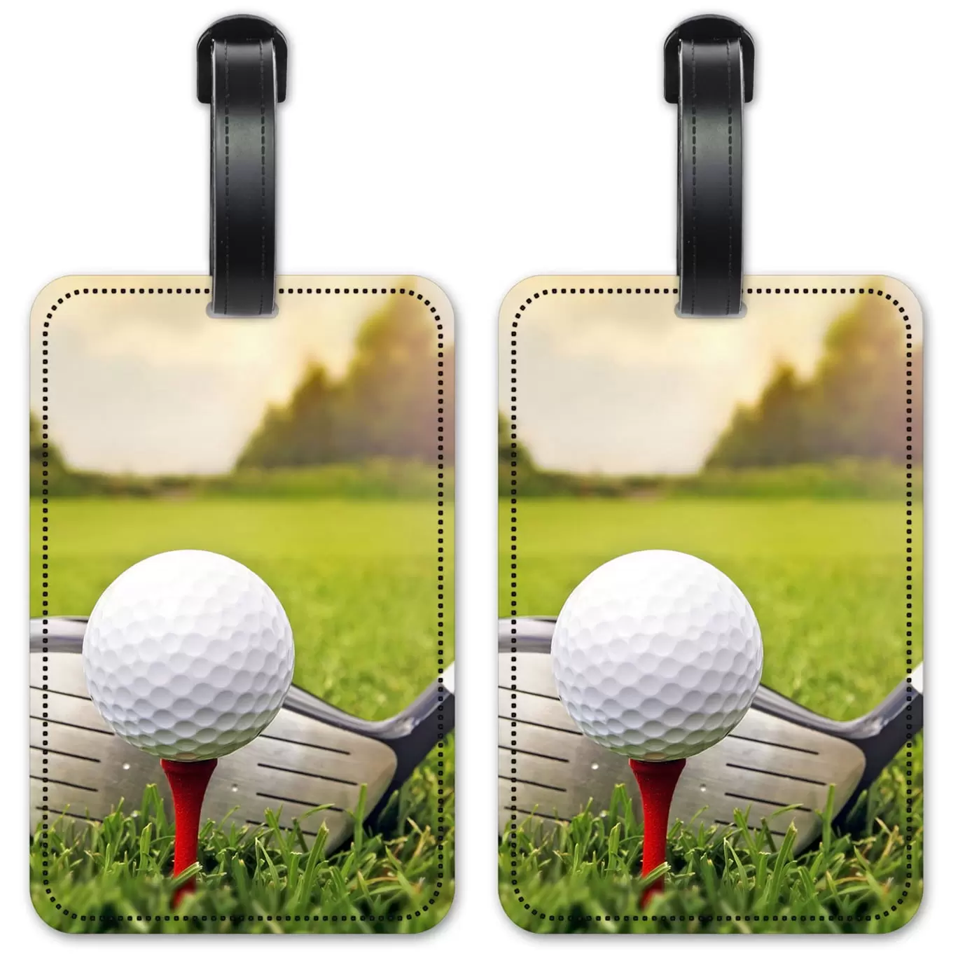 Golf Club & Ball - Luggage ID Tags / Suitcase Identification Cards - Set of 2