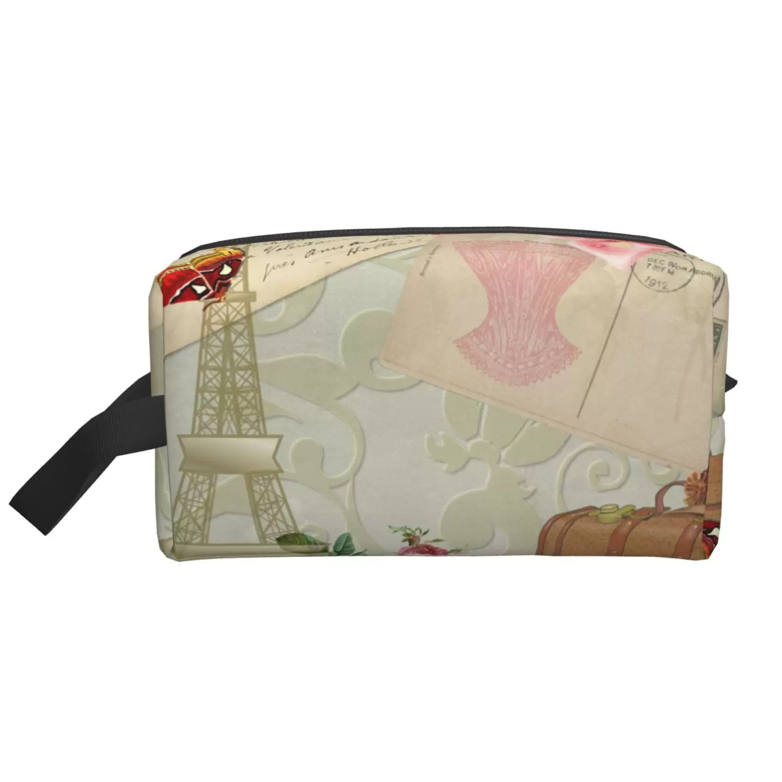 XMXT Large Capacity Makeup Bag. Victorian Scrapbooking Prints Travel Toiletry Bag for Women. One Size