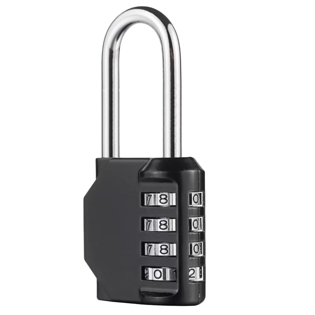 1PC Zinc Alloy 4-Digit Hanging Lock Padlock Portable Password Lock for Suitcase Luggage Cabinet (Long Type)