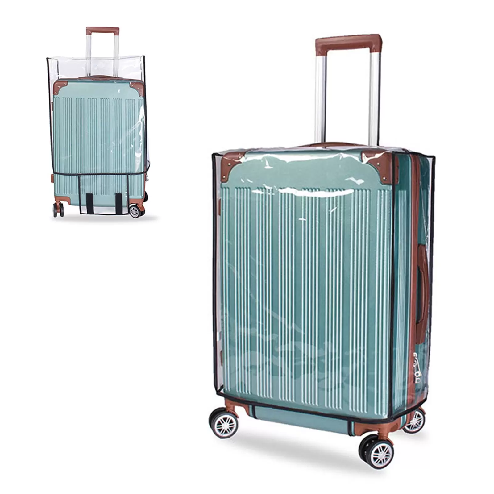 Eccomum Transparent PVC Travel Luggage Cover Suitcase Protector Cover Dust Cover Fits 18 Inch Luggage