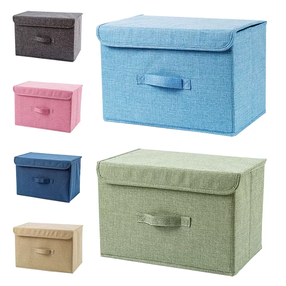 Grooy Foldable Cube Storage Bins with Lids and Handle. Large Fabric Storage Basket Organizer Containers