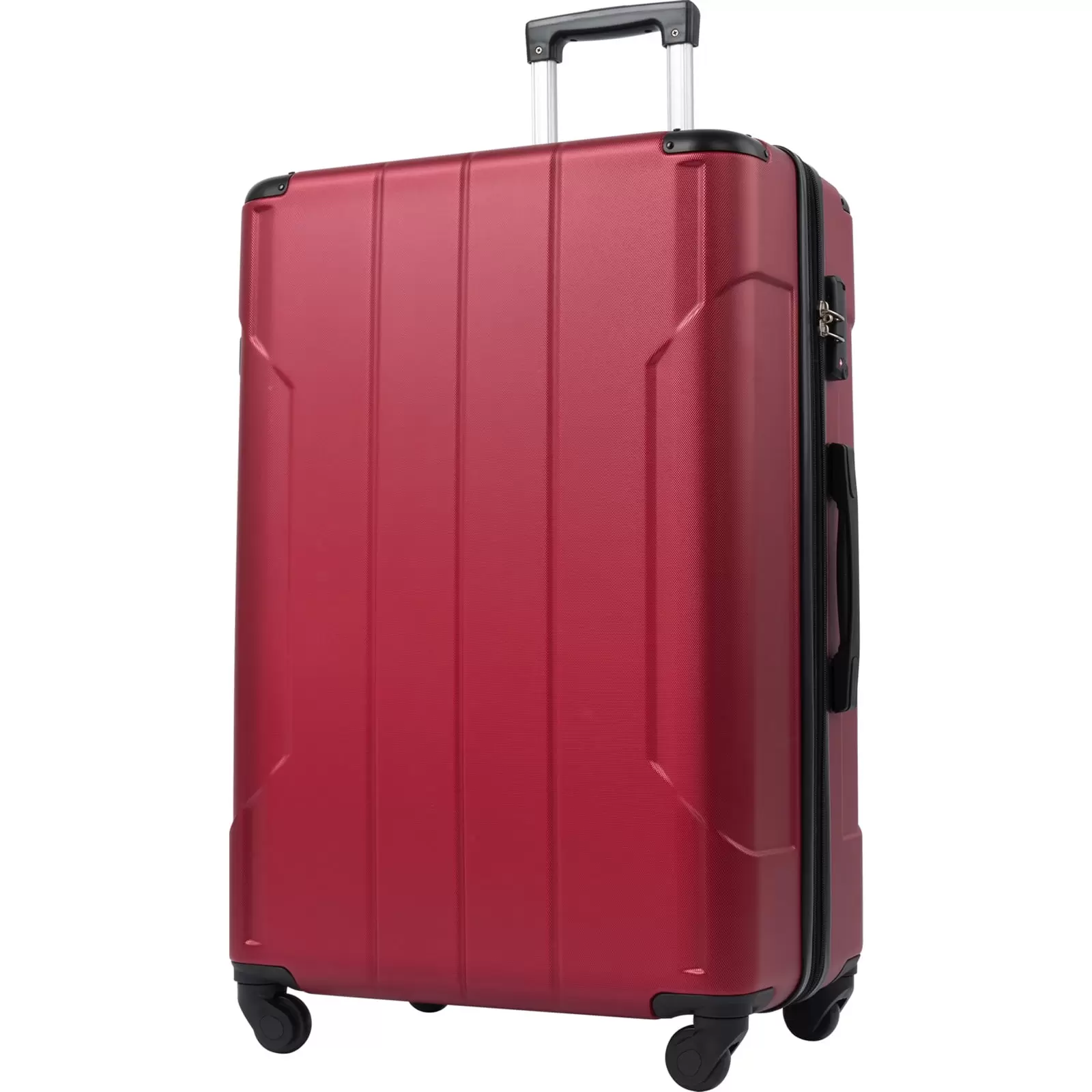 24 Expandable Hardside Luggage. Lightweight Hardshell Single Travel Luggage Suitcase with TSA Lock. 2-Stop Telescoping Handle. 360?? Spinner Wheels and Reinforced Metal Corner. Red