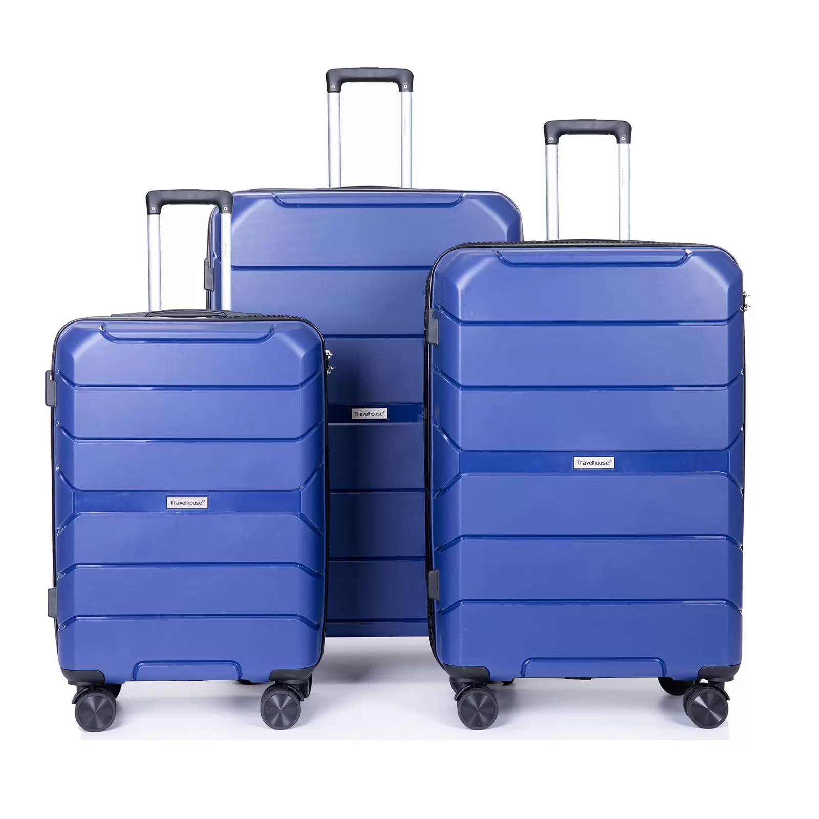 Clearance! Hardshell Suitcase Spinner Wheels PP Luggage Sets Lightweight Suitcase with TSA Lock.3-Piece Set (20/24/28) .Navy