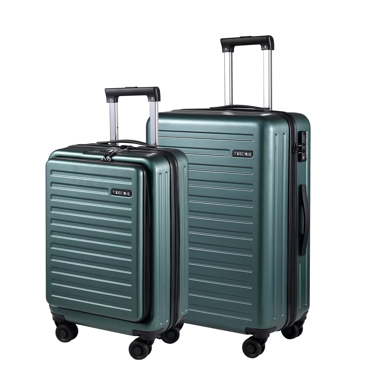 2 Piece 20/24 Luggage Set. Only 20 with Front Laptop Pocket & Expandle. Lightweight ABS+PC Hardshell Suitcase with TSA Lock & Spinner Wheels. 20 Inch 37~41L + 24 Inch 65L. Dark Green