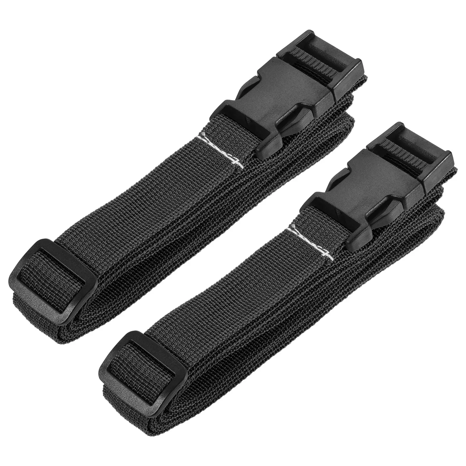 1x118 Inch Utility Strap with Buckle Polyester Belt for Packing (Black. 2 Pack)