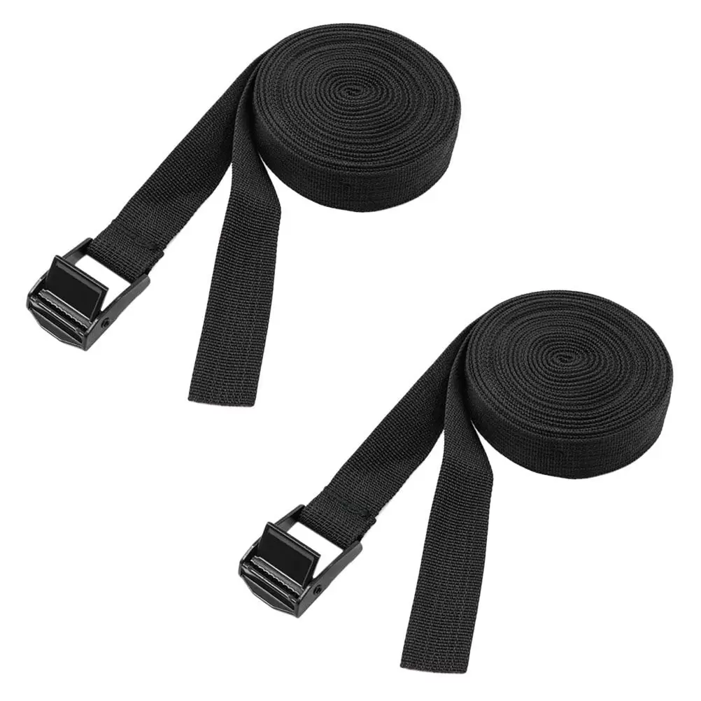 2 PCS 5.75m Cam Lock Adjustable Luggage Straps Cargo Tie-down Belts (Black)