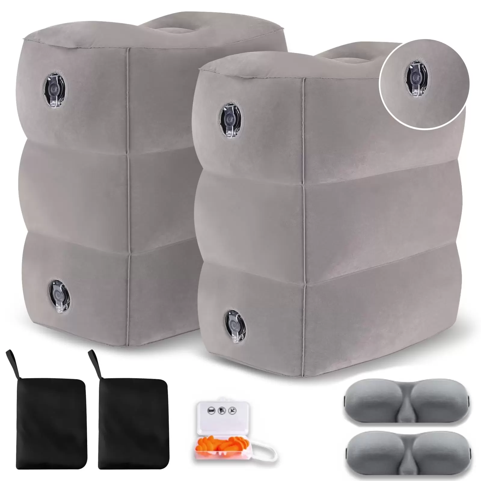 2 PCS Inflatable Airplane Footrest Pillow.Inflatable Kids Travel Bed.Adjustable Height Inflatable Foot Rest for Air Travel??Train??Car. Home or Office.Airplane Bed for Toddler.Kids Travel Essentials