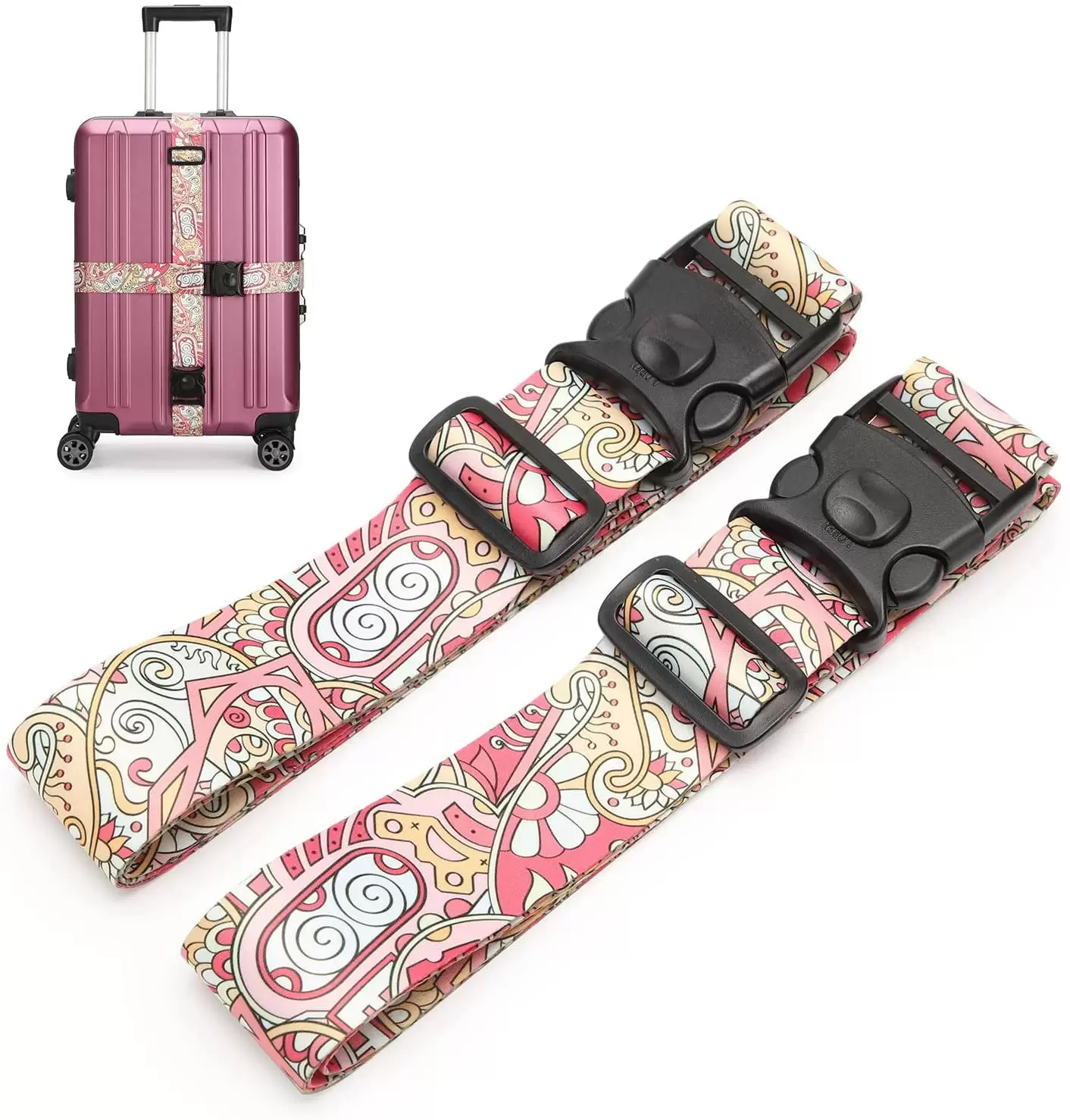 2 Pack 75'' x 2'' Adjustable Luggage Straps for Suitcase Belt Travel Bag Packing Straps Accessories