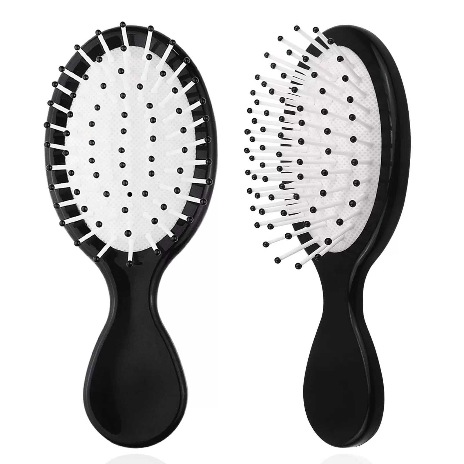 2 Pack Mini Hair Brush Comb with Air Cushion Mini Hairbrush. Travel Hair Brush for Scalp Massage Kids & Adults Hair Grooming Brush Comb. Black