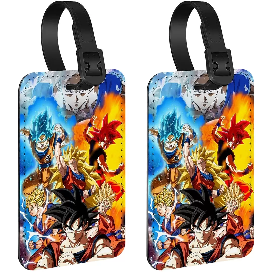 2 Pack Rectangle PU Leather Luggage Tags for Travel Suitcase Baggage 4.05 x 2.83 inches-Japanese Anime Design ML749