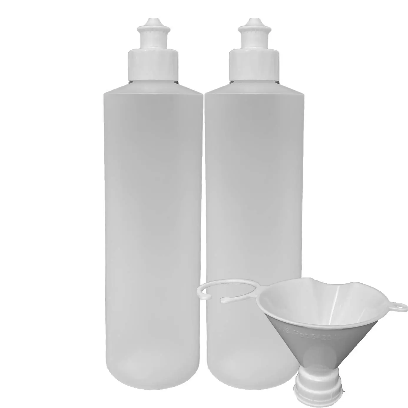 2 Pack Refillable 16 Ounce HDPE Squeeze Bottles With Push/Pull Button Top Dispenser Caps-Great For Lotions. Shampoos. Conditioners and Massage Oils From Earth's Essentials (White Cap)