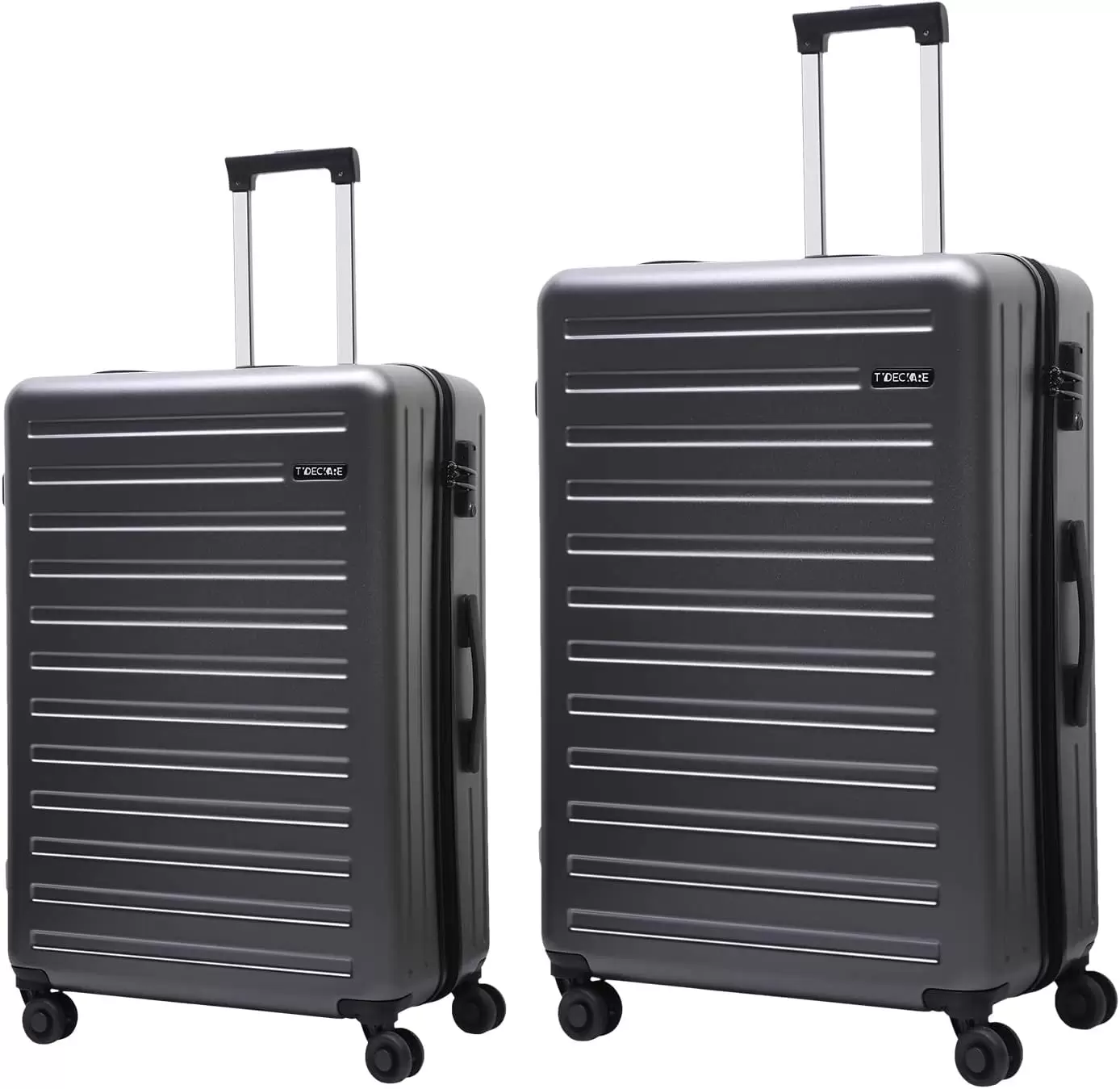 2-Piece 20/24 Inch Luggage Set without Front Laptop Pocket. ABS+PC Lightweight Hardshell Suitcase with TSA Lock & Spinner Silent Wheels. Gray