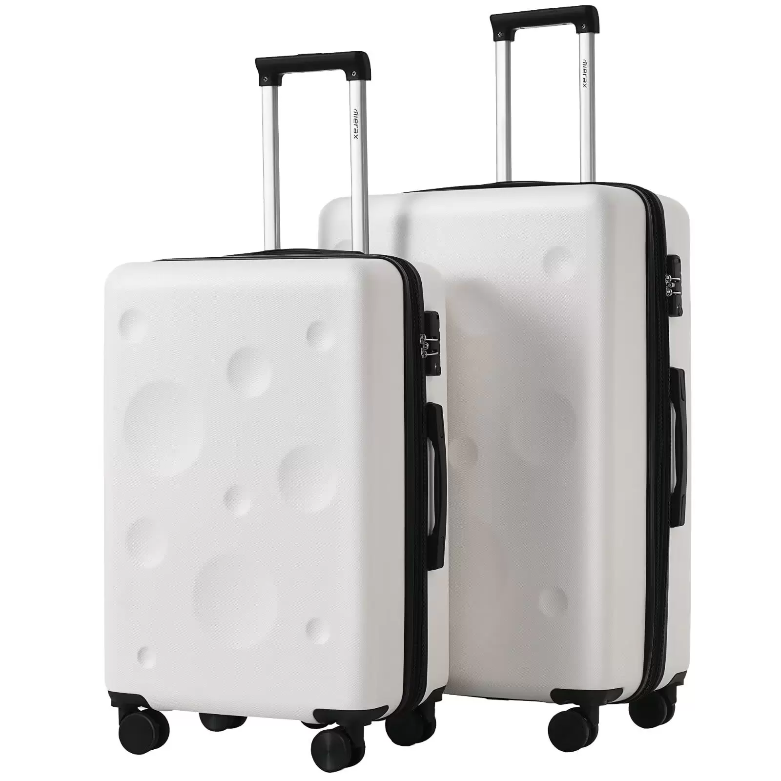 2 Piece Expandable Hardshell Luggage Sets. 24/28inch Lightweight Cute Suitcase Sets with 360?? Spinner Wheels and Secure TSA Lock. Check in Suitcase Sets. White