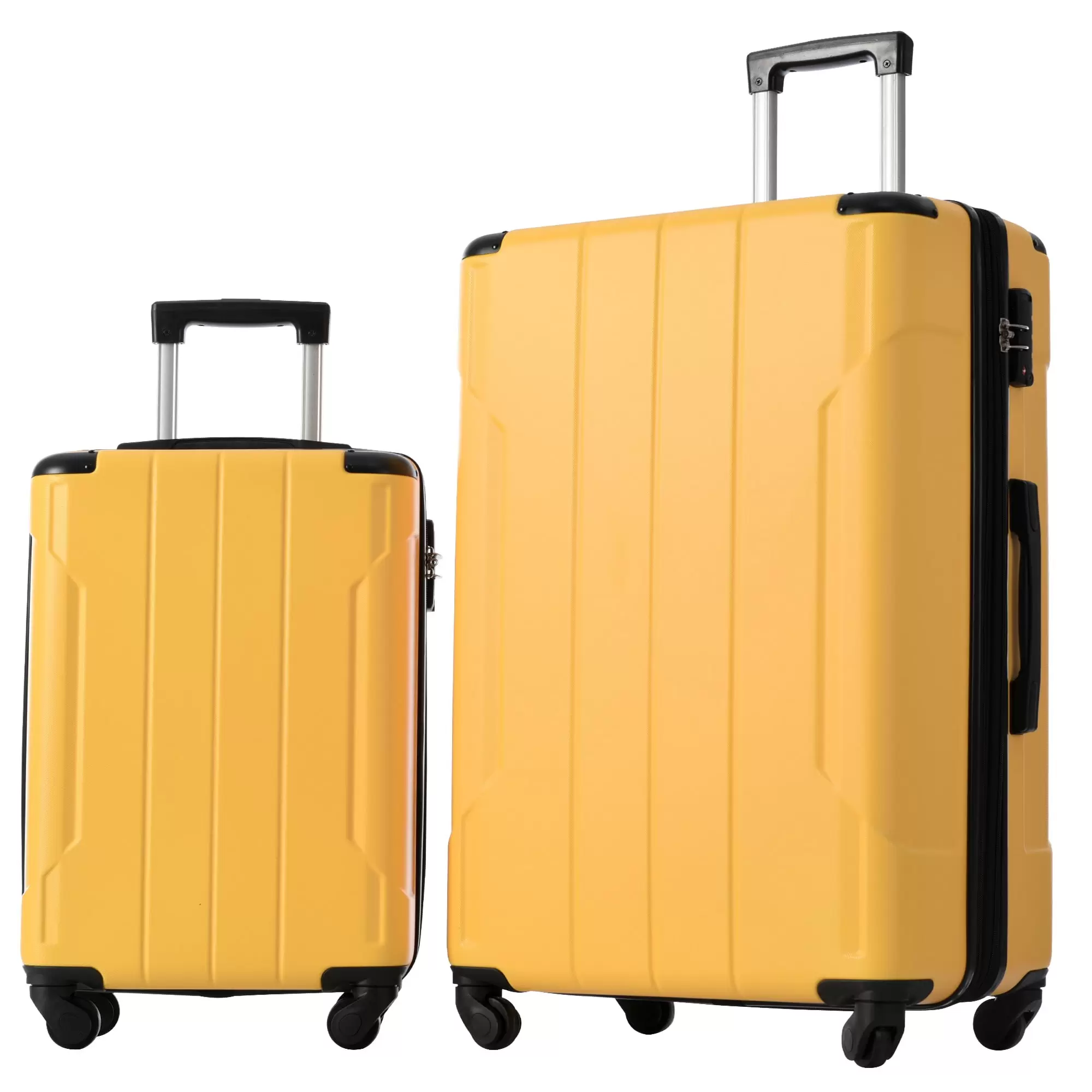 2 Piece Expandable Hardshell Travel Luggage Sets 4 Spinner Wheel Suitcase Wheels TSA Lock Suit Case. Lightweight 4 wheels Upright Suitcase with Mesh Zip Pocket. 20/28 Inch