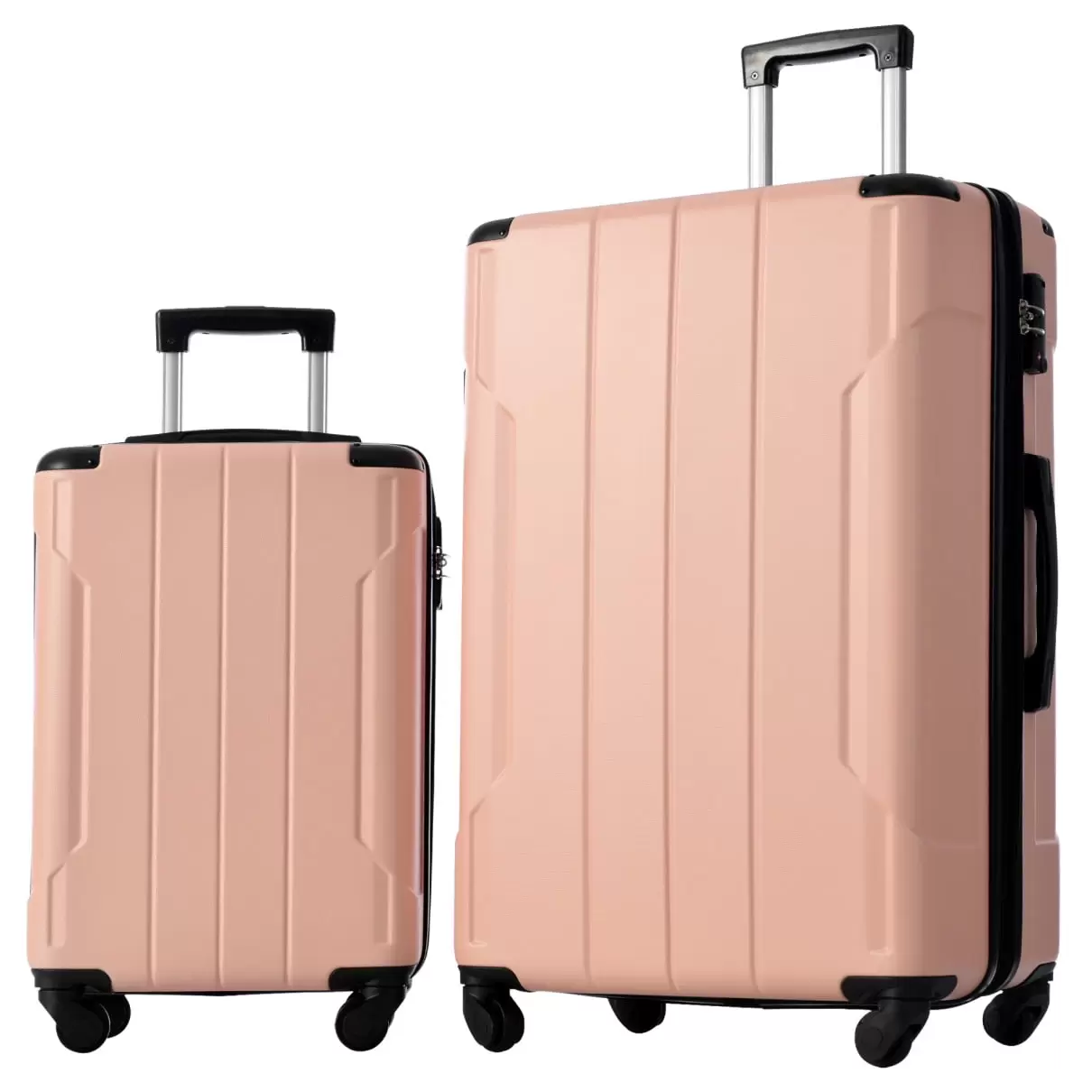 2 Piece Large Hardside Luggage with TSA Lock and Spinner Wheels. Portable Travel Suitcase with Adjustable Handle. Expandable Luggage Set for Women Men. 20/28 Inch. Pink