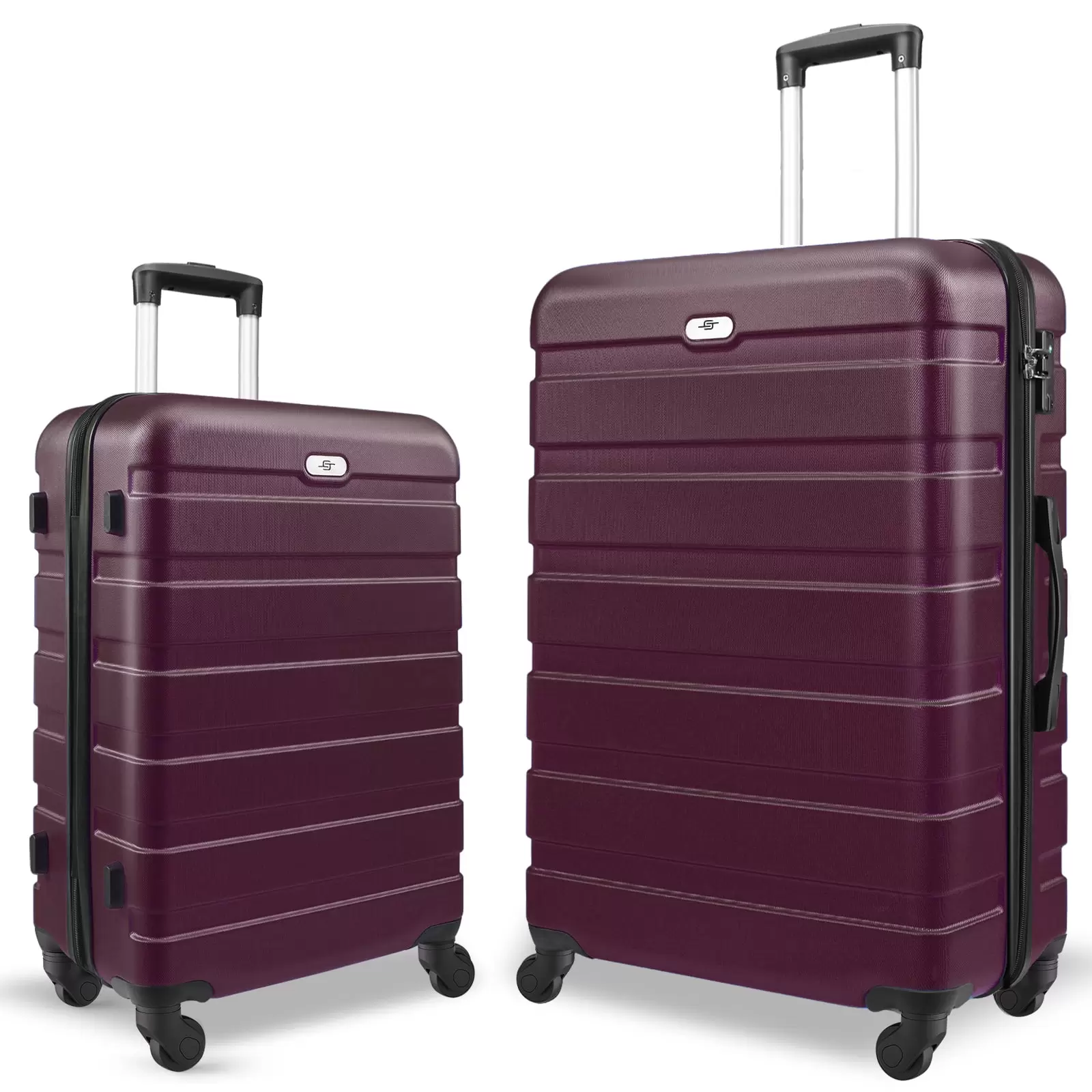 2 Piece Luggage Sets. 20 Carry-on Luggage and 24 Checked Suitcase with Wheels. Wine Red