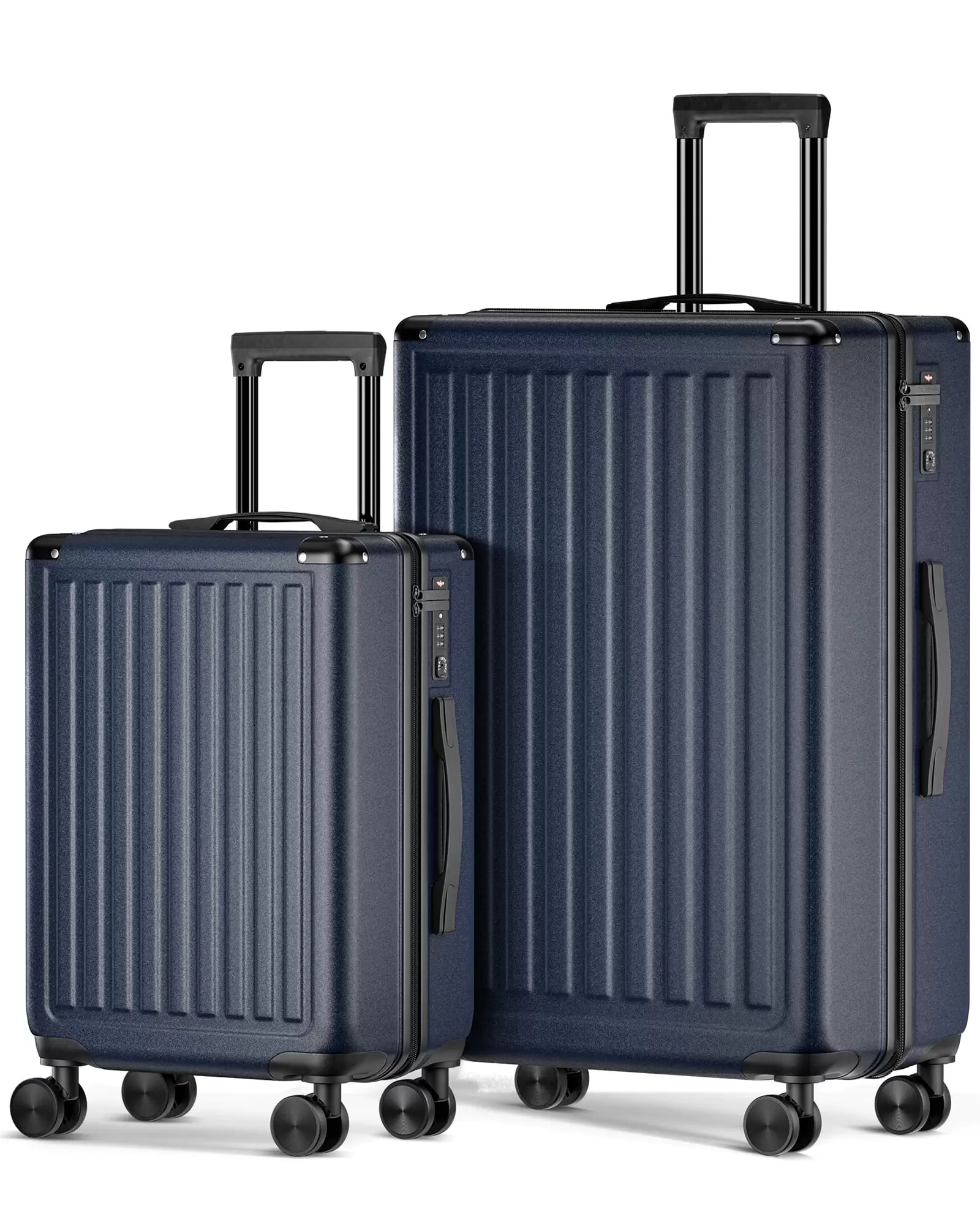 2 Piece Luggage Sets with Wheels. Hardside PC + ABS Suitcase (20+28).Blue