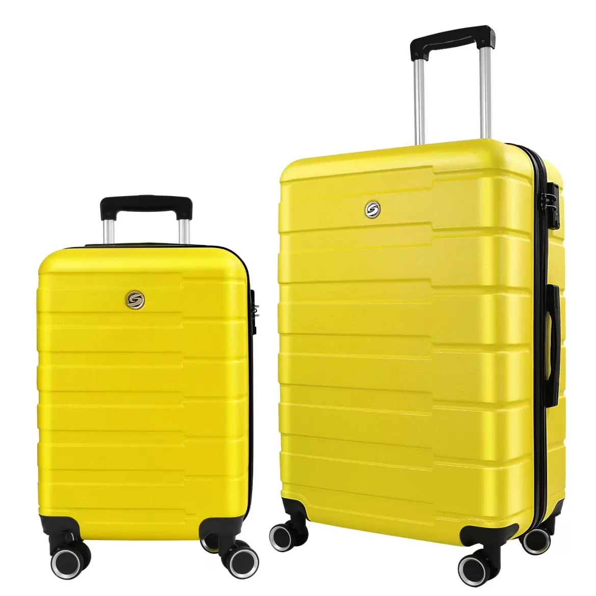 2 Piece Sets Luggage Travel Suitcase with TSA Lock. 20/24Hardside Carry-on Luggage with Spinner Wheels. Yellow