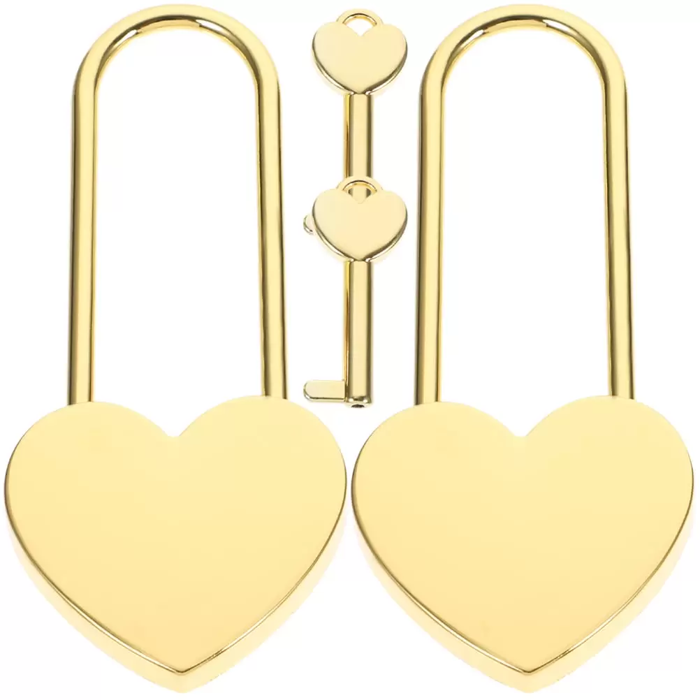 2 Sets Heart Shape Lock Couple Love Lock Diary Lock Travel Suitcase Luggage Padlock and Key