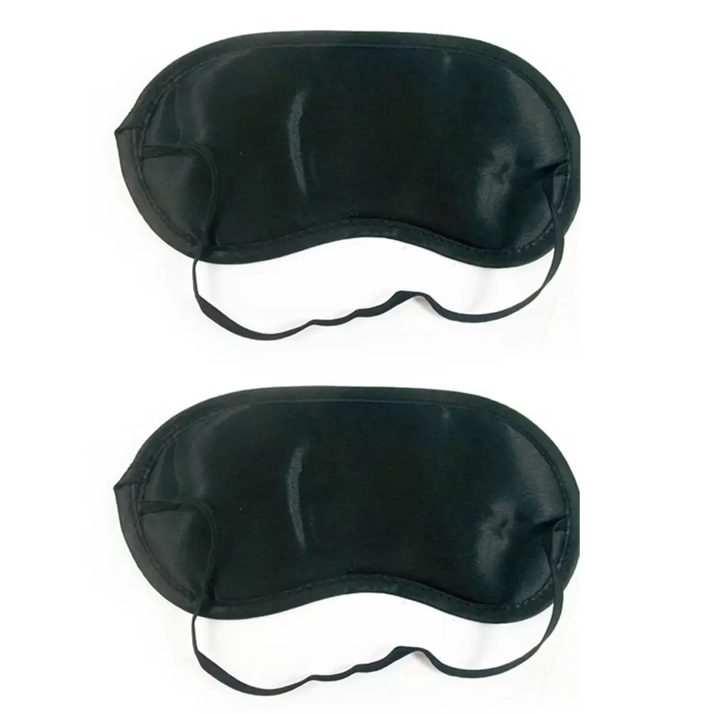 2 Sleep Eye Mask Silk Travel Shades Blindfold Black Sleeping Aid Cover Eyeshades