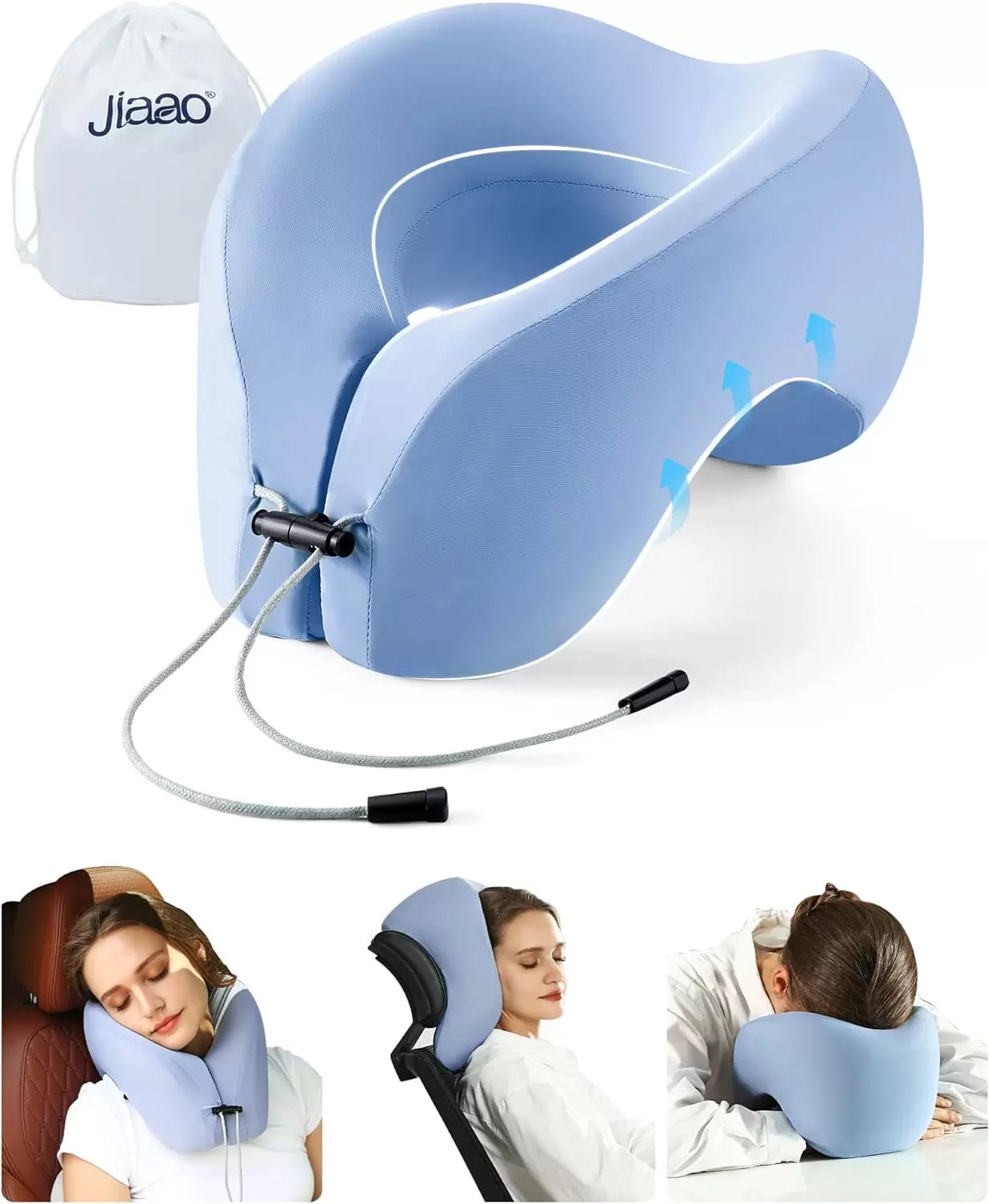 2-in-1 Travel Pillow. Memory Foam U-Shape Airplane Pillow with Storage Bag. Face Down Pillow Relax Arms. Ideal for Long Flight Essentials. Car. Family and Travel Use-Upgraded