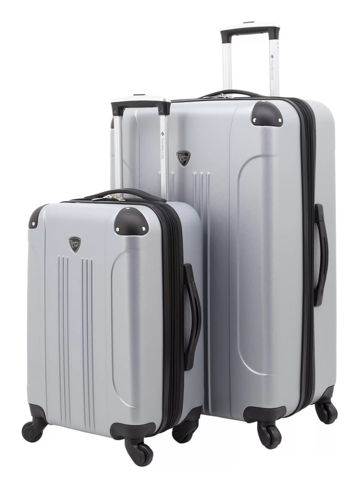 2 pc. Expandable Hard-Sided Rolling Upright Set - Silver