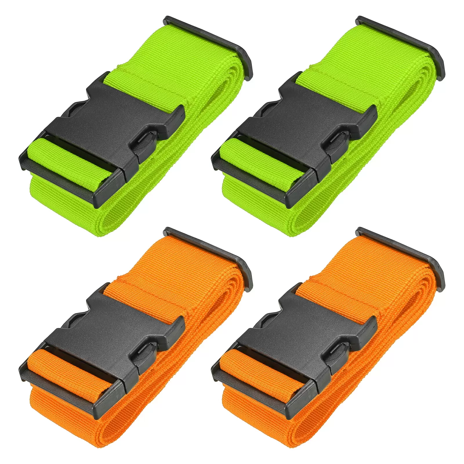 2 x 6' Luggage Strap Polyester Adjustable Suitcase Belt for Travel Packing Bag Closure Identify. Green Orange 4 Pack