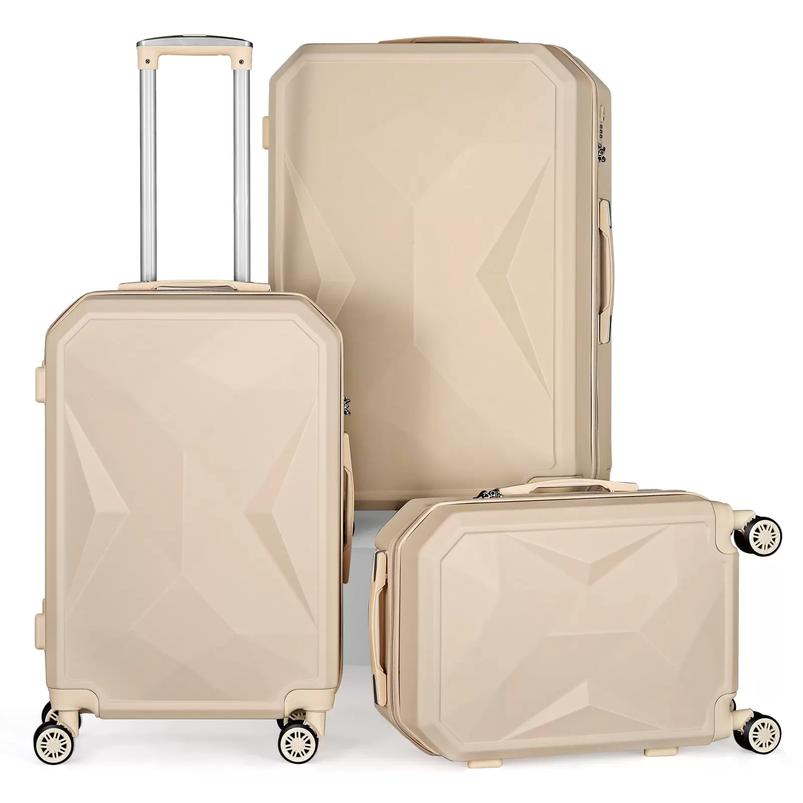 202428 Business Luggage Set with TSA. Tan Beige