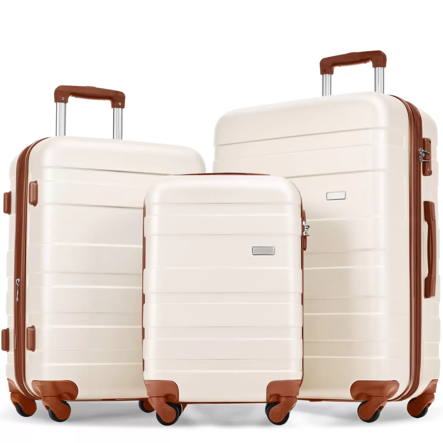 20/24/28inch Expandable Hardside Luggage Sets 3 Piece. Lightweight ABS Durable Suitcase Sets with TSA Lock Spinner Wheels. Hardside Carry on Checked Travel Suitcase. Ivory