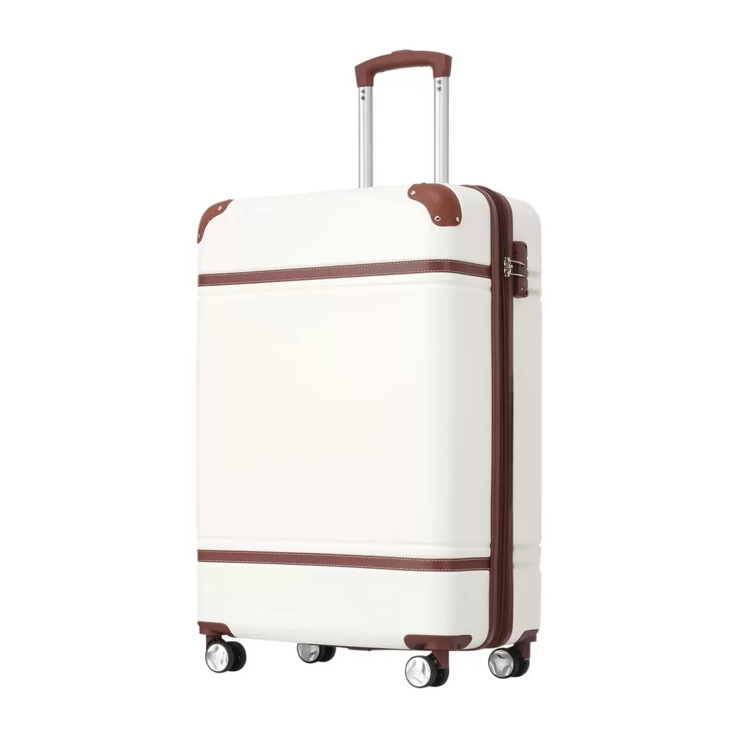 20 In Luggage with TSA Lock. Lightweight Suitcase with Spinner Wheels. Carry on Vintage Luggage for Men Women. White