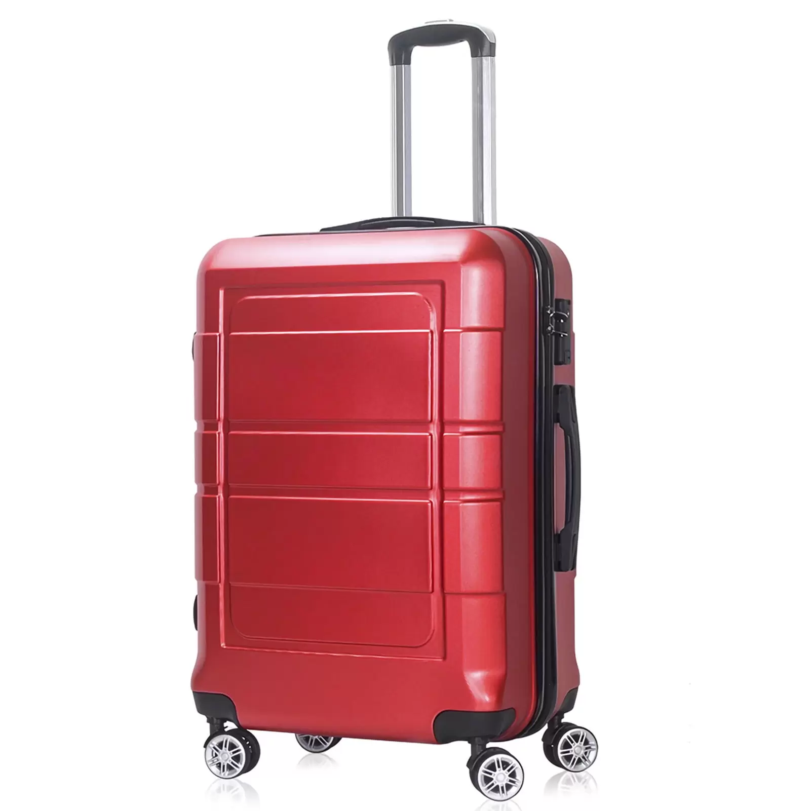 20 Inch Carry On Spinner Luggage with Ergonomic Handles and TSA Lock. Red